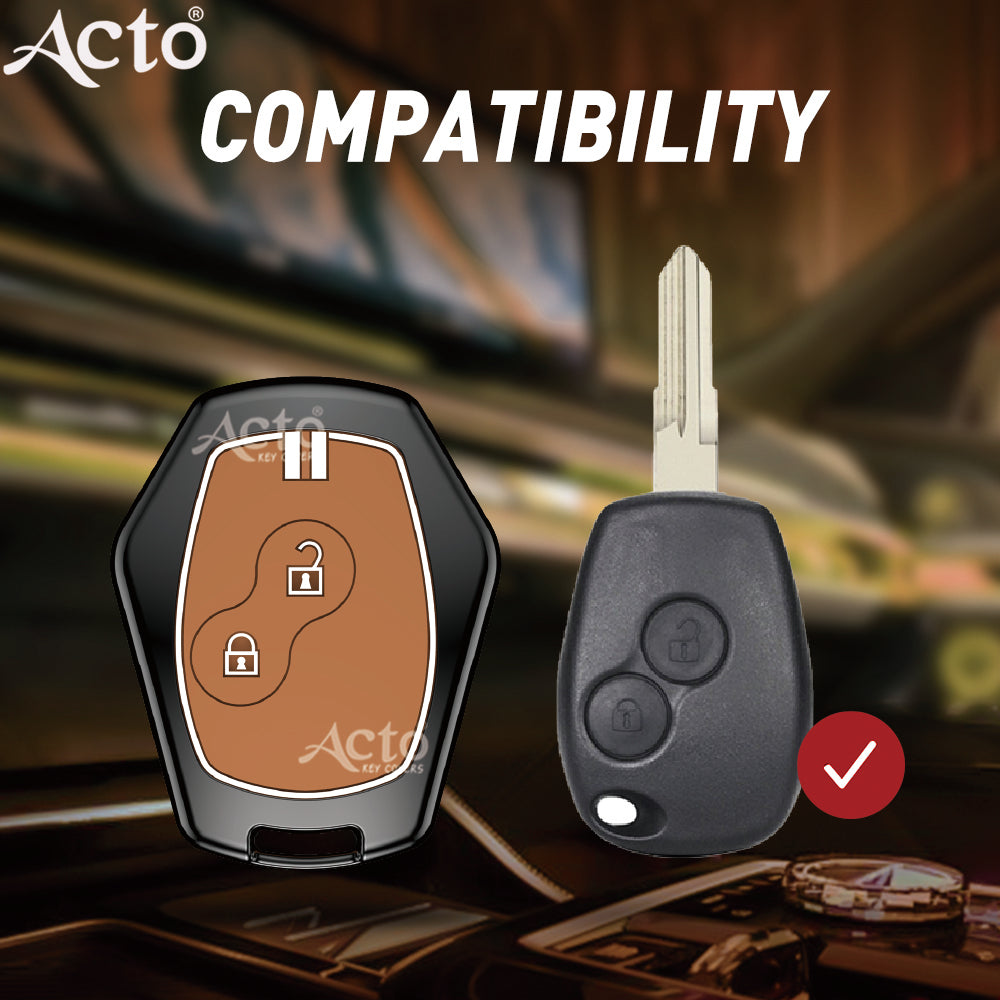 Acto Metal Sapphire Key Cover and Key chain Renault Duster, Lodgy, Logan & Verito Compatible with  Pack of 1 Set (Glow in the Night)