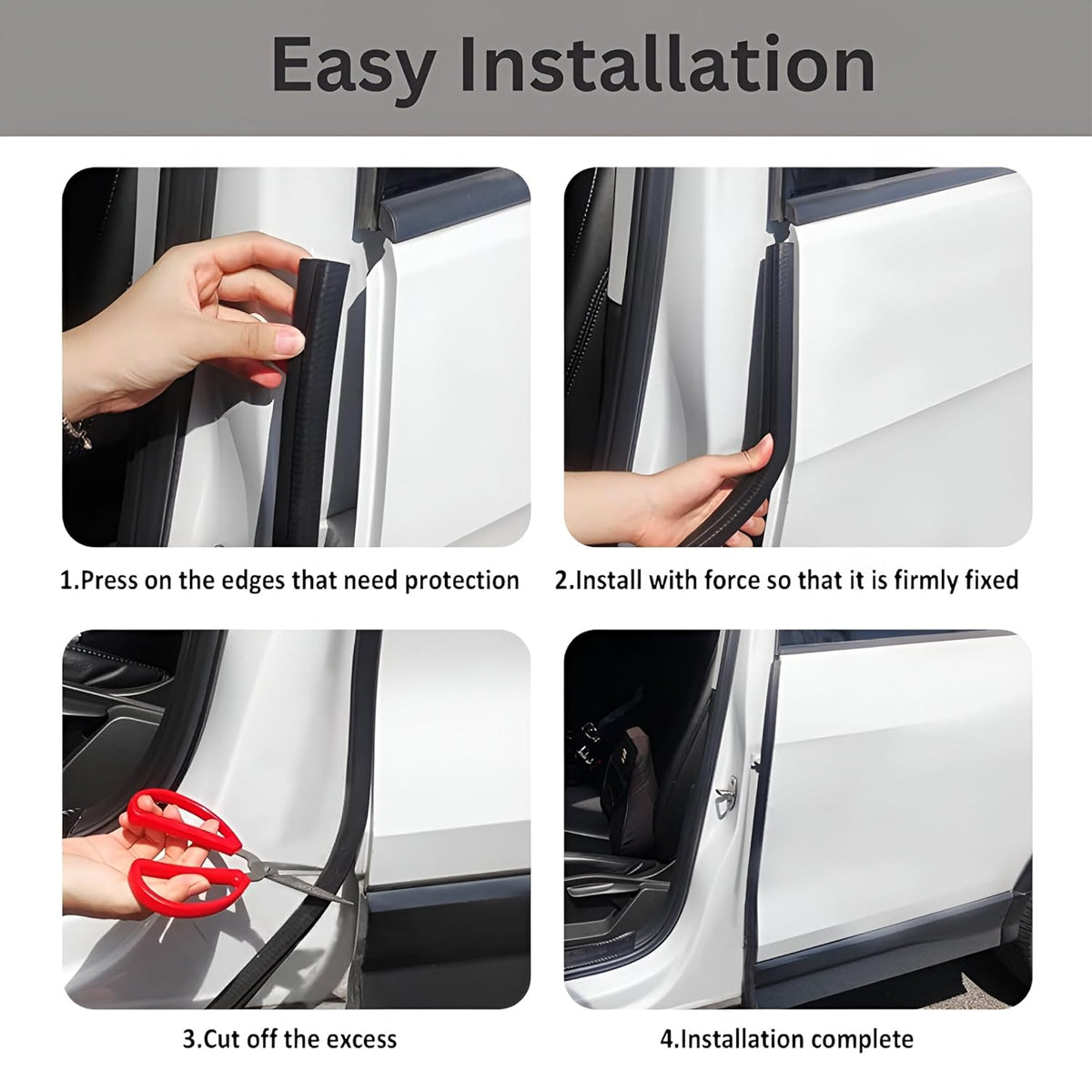 5m Black Colour Car Door Sealing Strip Door Edge Trim Molding Seal Strip Protection Strips Sealing Anti-rub Car-styling