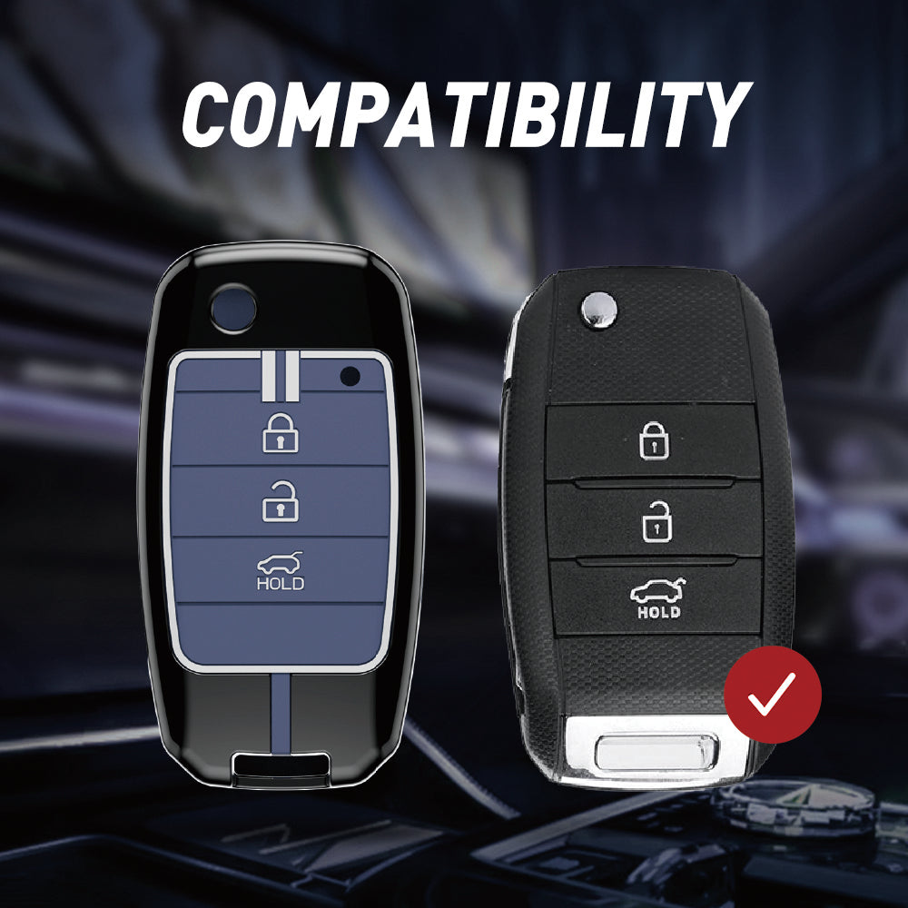 Acto Metal Sapphire Key Cover and Key chain Compatible with KIA Seltos, Carens Pack of 1 Set (Glow in the Night)