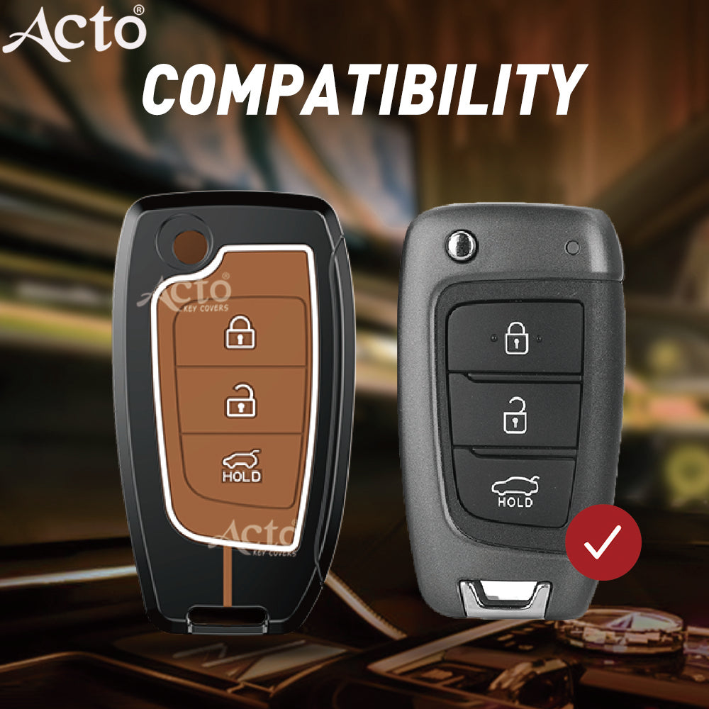 Acto Metal Sapphire Key Cover and Key chain Compatible with Hyundai i20 I Kona I Verna 2018 Pack of 1 Set (Glow in the Night)