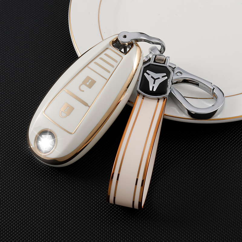 Acto TPU Gold Series Car Key Cover With TPU Gold Key Chain For Suzuki Ciaz