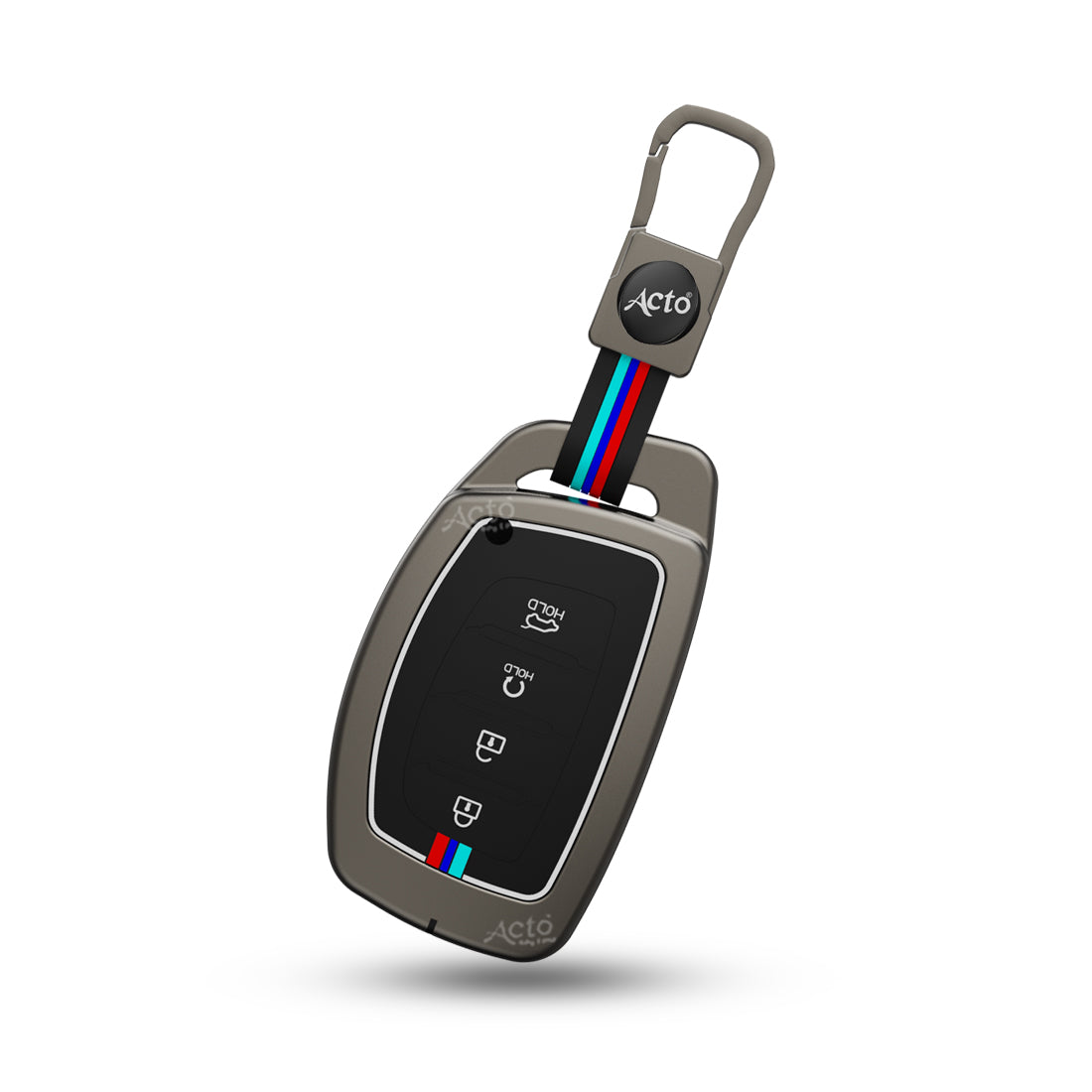 Acto Metal Sapphire Key Cover and Key chain Compatible with Hyundai Creta 2021 I Alacazar I Venue I Tucson Pack of 1 Set (Glow in the Night)