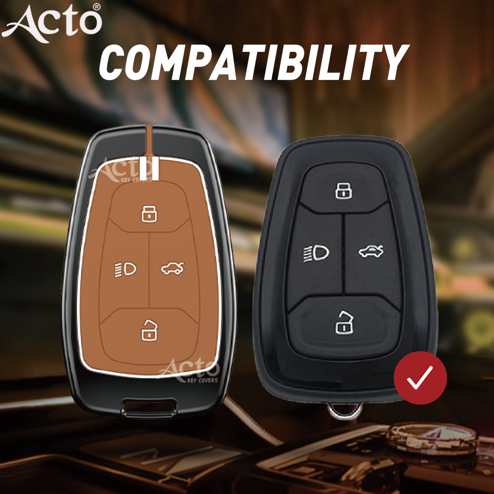 Acto Metal Sapphire Key Cover and Key chain Compatible with Tata Altroz I Harrier I Nexon Pack of 1 Set (Glow in the Night)