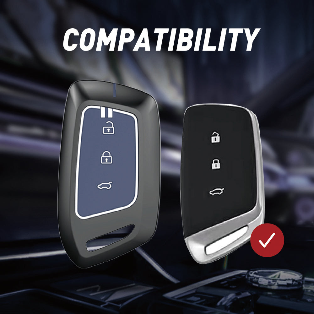 Acto Metal Sapphire Key Cover and Key chain Compatible with MG Windsor EV I Astor I Hector I Comet EV I Hector plus I Gloster I ZS EV I ZS Pack of 1 Set (Glow in the Night)