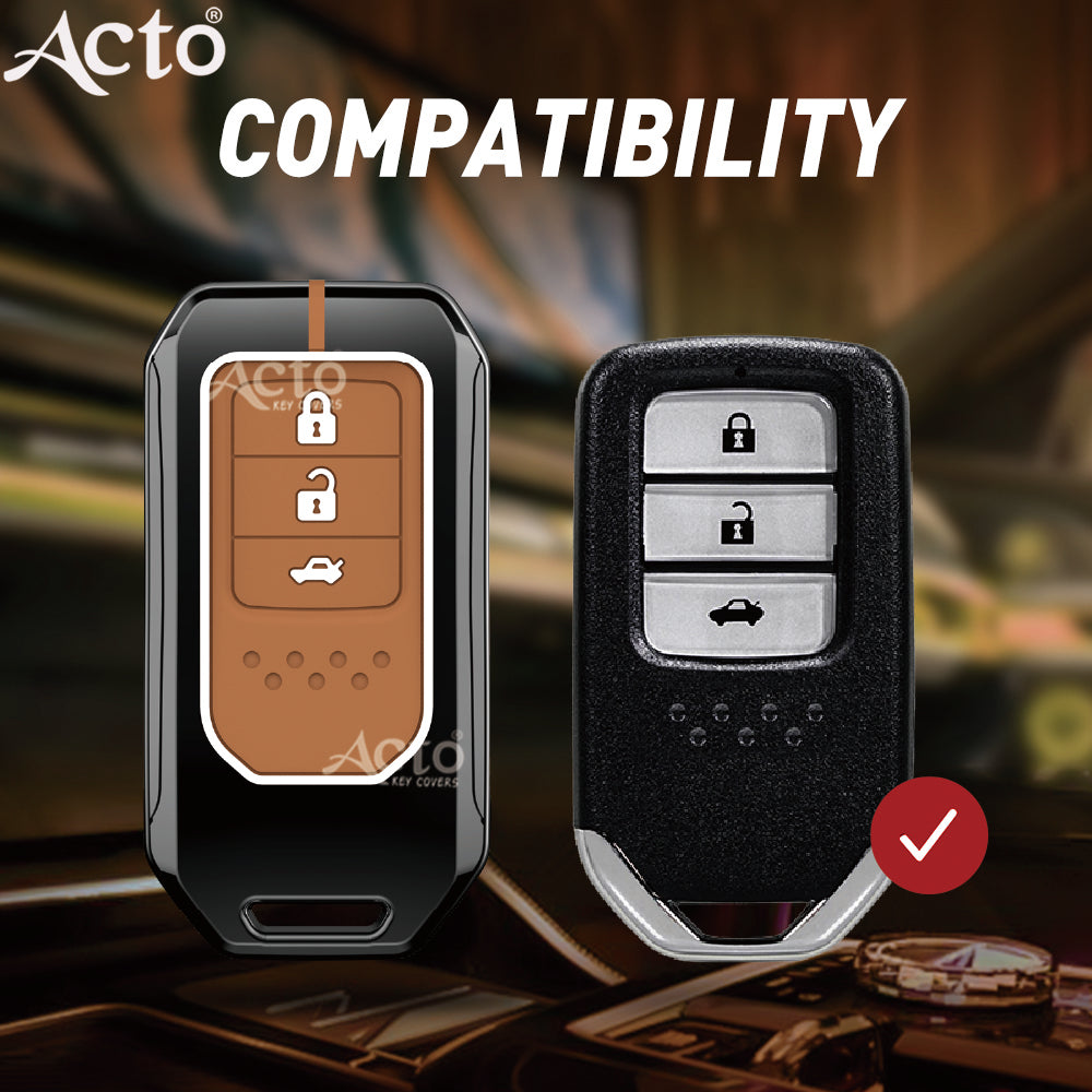 Acto Metal Sapphire Key Cover and Key chain Compatible with Honda Accord, Civic, WR-V, BR-V, CR-V, City, Jazz Pack of 1 Set (Glow in the Night)