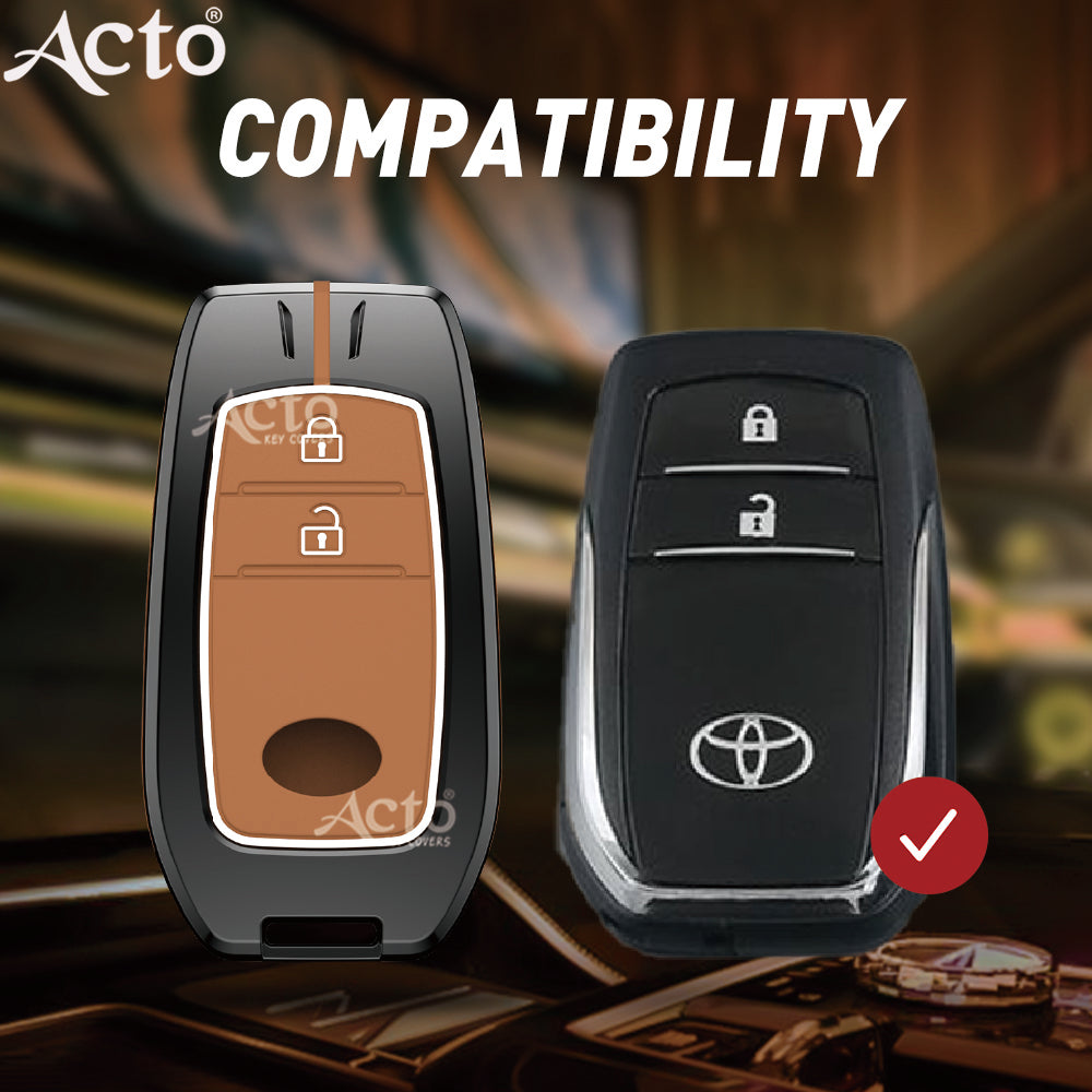 Acto Metal Sapphire Key Cover and Key chain Compatible with Toyota Crysta, Fortuner Pack of 1 Set (Glow in the Night)
