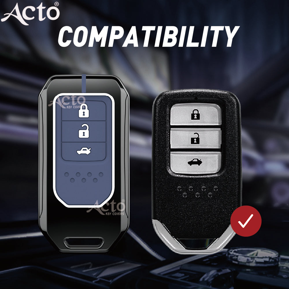 Acto Metal Sapphire Key Cover and Key chain Compatible with Honda Accord, Civic, WR-V, BR-V, CR-V, City, Jazz Pack of 1 Set (Glow in the Night)