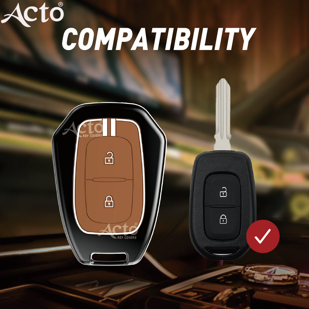Acto Metal Sapphire Key Cover and Key chain Renault Duster, Kwid & Triber Compatible with  Pack of 1 Set (Glow in the Night)