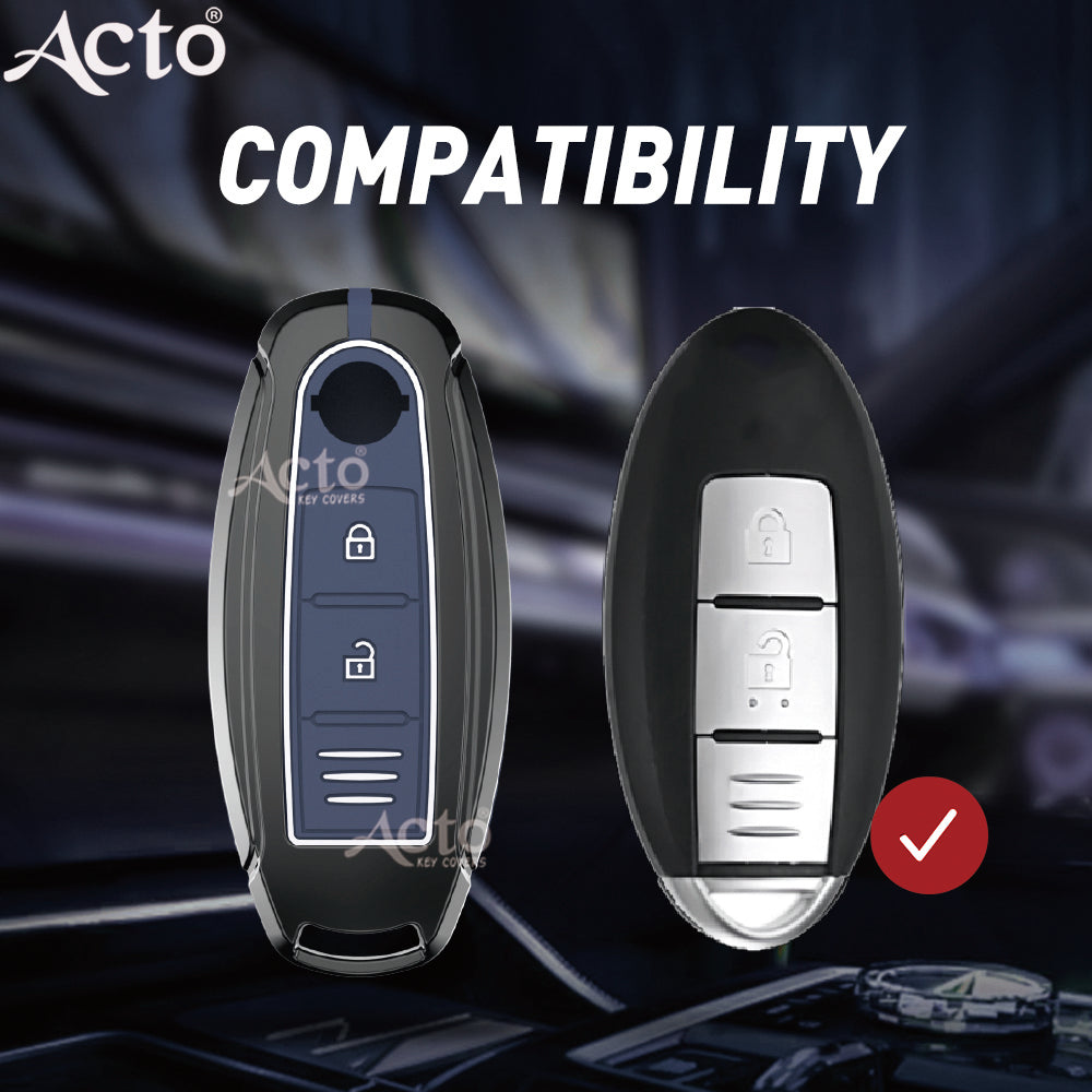 Acto Metal Sapphire Key Cover and Key chain Compatible with Toyota Corolla Altis and Innova Crysta Pack of 1 Set (Glow in the Night)
