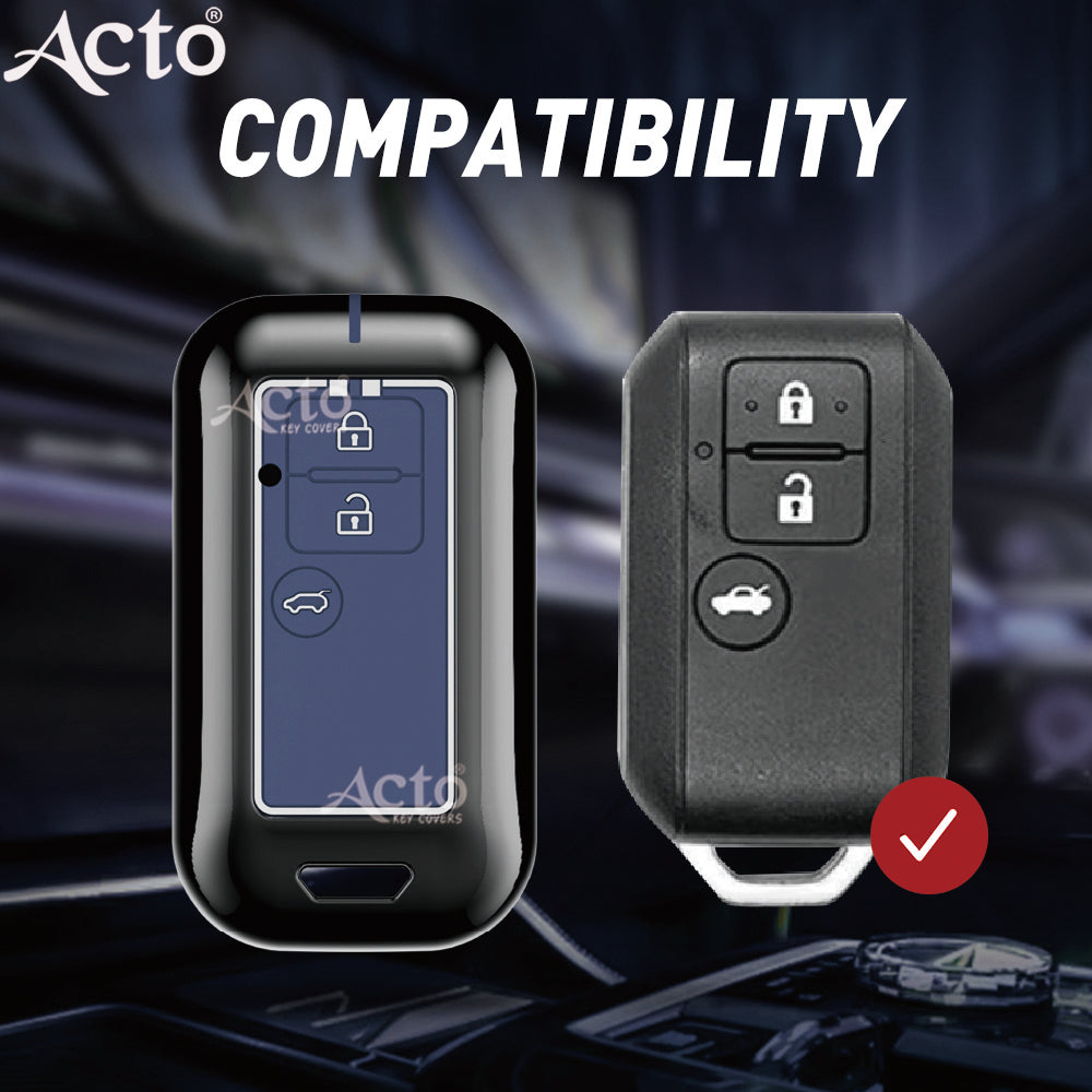 Acto Metal Sapphire Key Cover and Key chain Compatible with Suzuki New Dzire I New Ertiga Pack of 1 Set (Glow in the Night)
