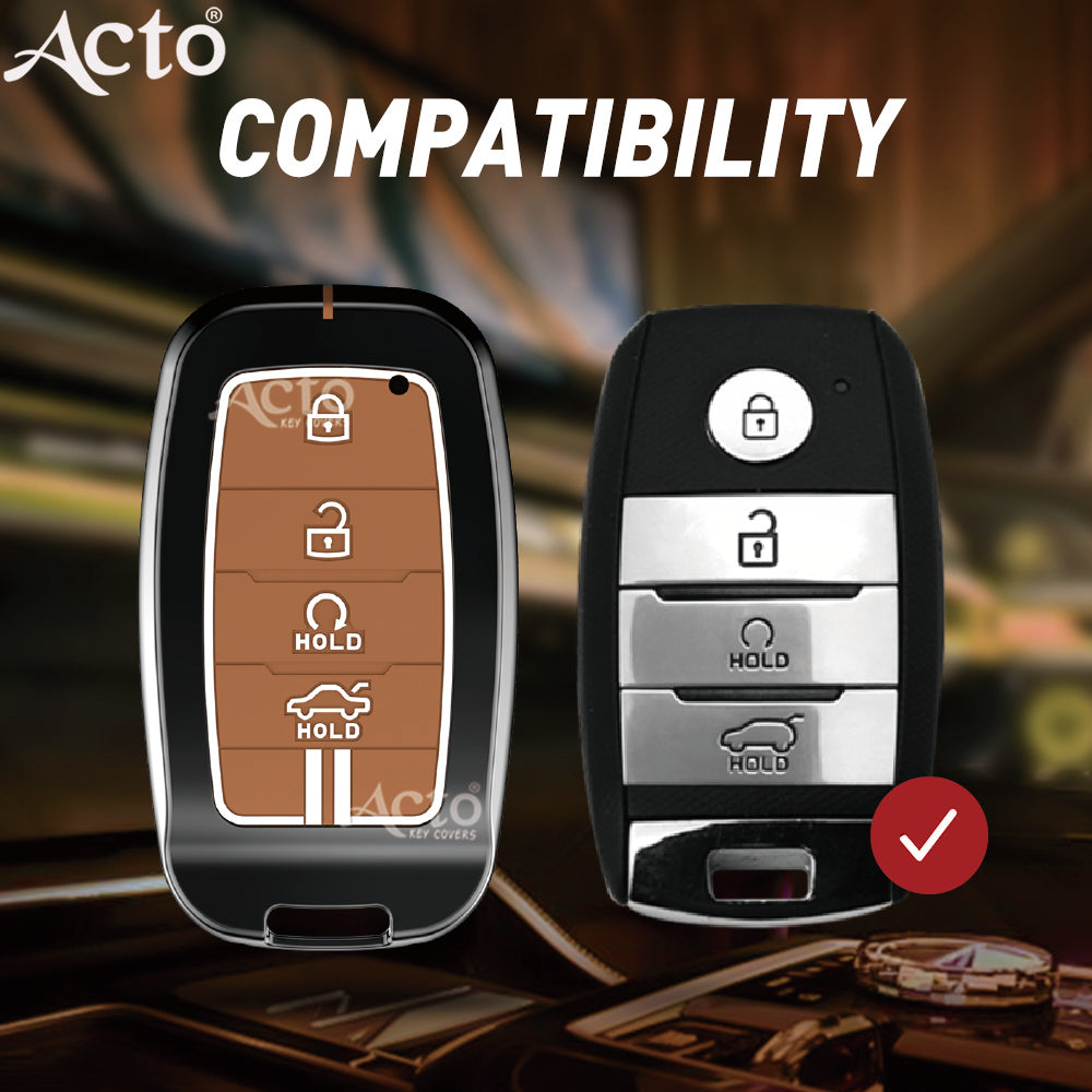 Acto Metal Sapphire Key Cover and Key chain Compatible with KIA Seltos & Sonet Pack of 1 Set (Glow in the Night)