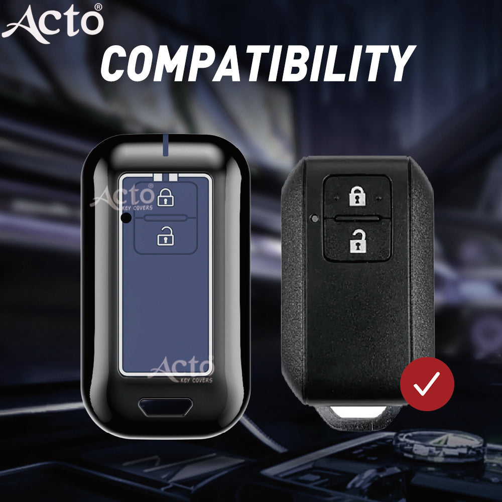 Acto Metal Sapphire Key Cover and Key chain Compatible with Suzuki New Baleno I New Swift I New Dzire I New Ertiga I XL6 Pack of 1 Set (Glow in the Night)