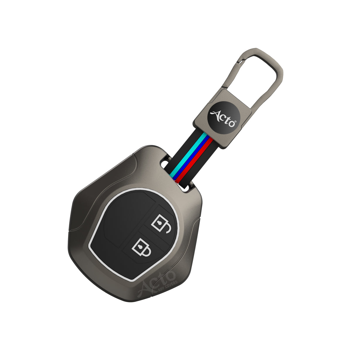 Acto METAL SILICONE CAR KEY COVER AND KEY CHAIN COMPITABLE WITH MARUTI SUZUKI ALTO 2 BUTTON