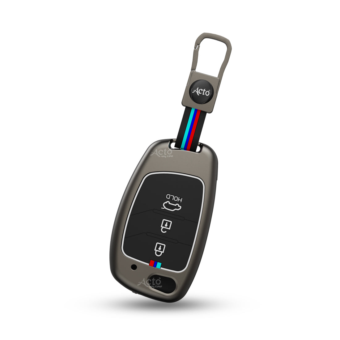 Acto Metal Sapphire Key Cover and Key chain Compatible with Hyudai  Aura I I10 Grand Nios I i20  (2021) I Creta I i20 Active I I-20 Elite I Xcent 2019+ Pack of 1 Set (Glow in the Night)