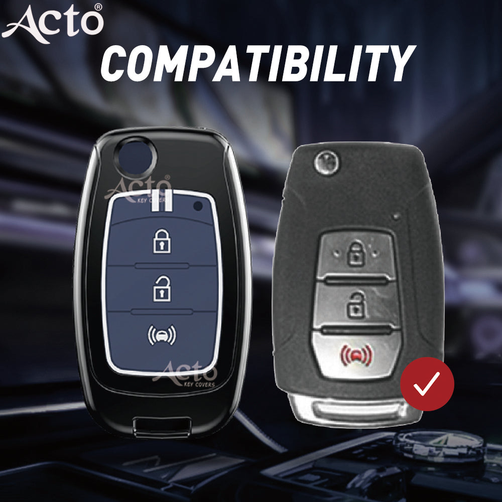 Acto Metal Sapphire Key Cover and Key Chain Compatible with Mahindra Xuv300 Pack of 1 Set (Glow in the Night)