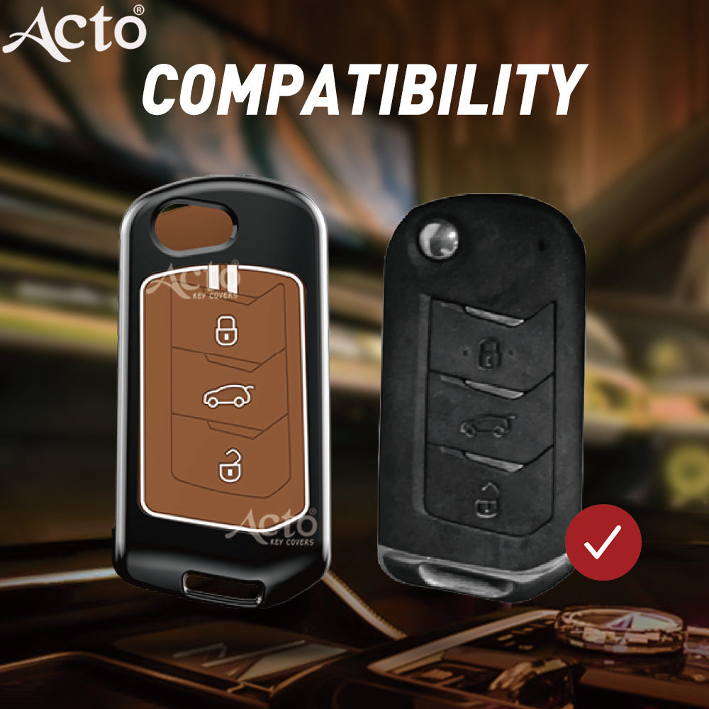 Acto Metal Sapphire Key Cover and Key chain Compatible with Mahindra Thar I Thar Roxx I Bolero I Marazzo I Scorpio I Tuv300 I Xuv700 Pack of 1 Set (Glow in the Night)