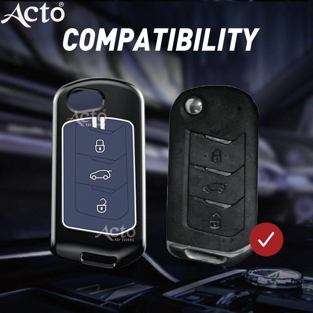Acto Metal Sapphire Key Cover and Key chain Compatible with Mahindra Thar I Thar Roxx I Bolero I Marazzo I Scorpio I Tuv300 I Xuv700 Pack of 1 Set (Glow in the Night)