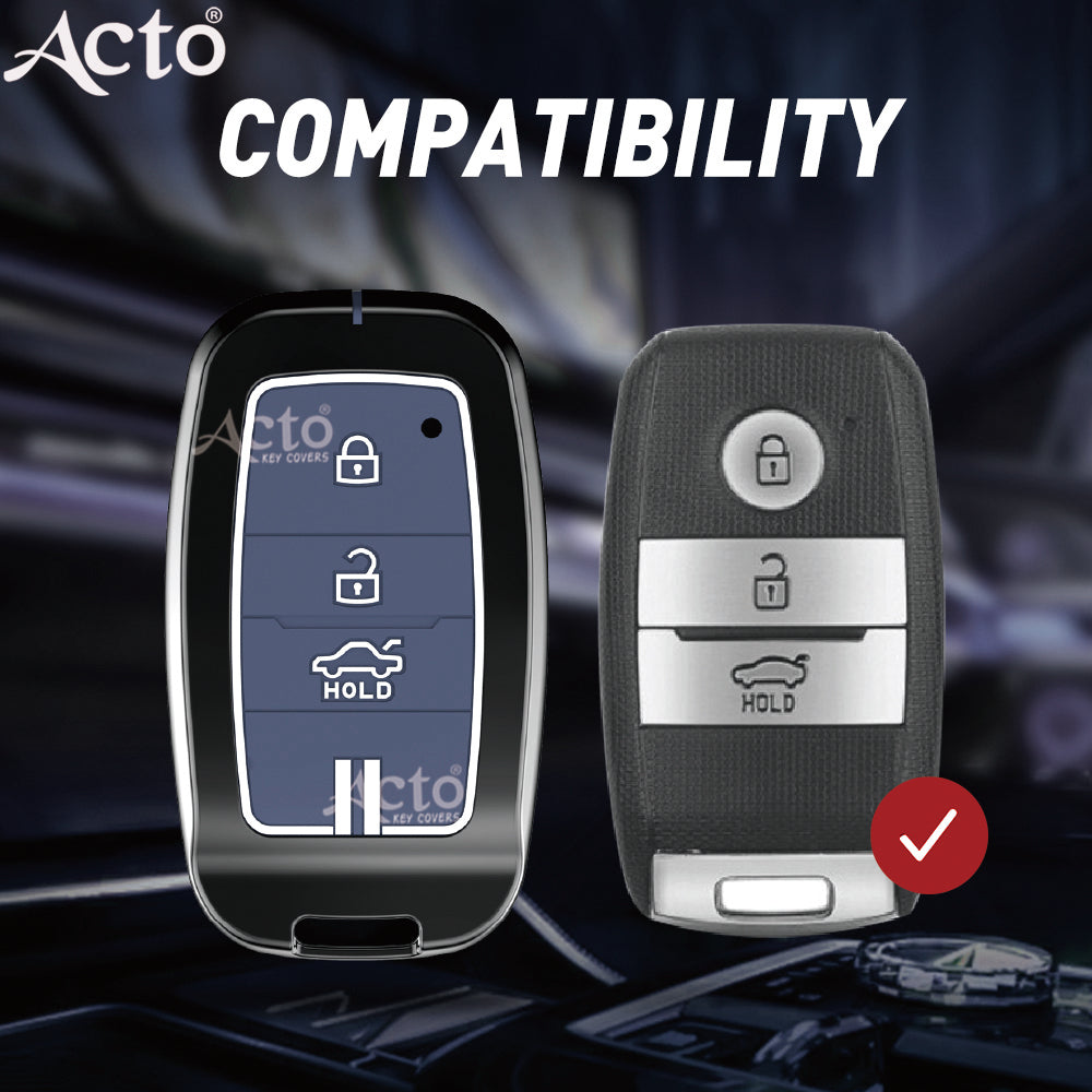 Acto Metal Sapphire Key Cover and Key chain KIA Seltos & Carens Compatible with  Pack of 1 Set (Glow in the Night)