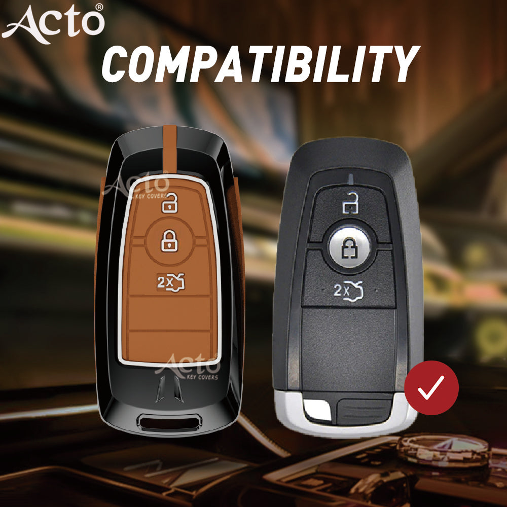 Acto Metal Sapphire Key Cover and Key chain Compatible with Ford Fiesta Pack of 1 Set (Glow in the Night)