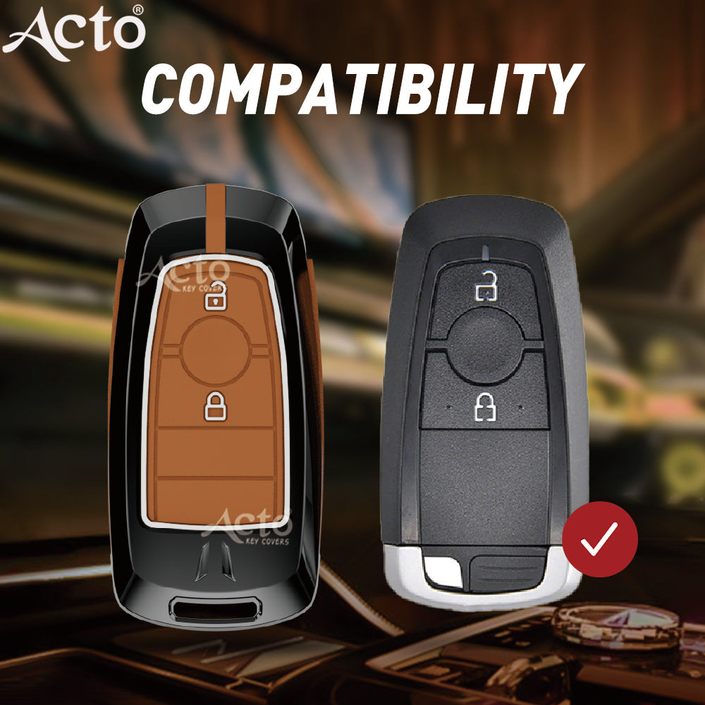 Acto Metal Sapphire Key Cover and Key chain Compatible with Ford Figo Pack of 1 Set (Glow in the Night)