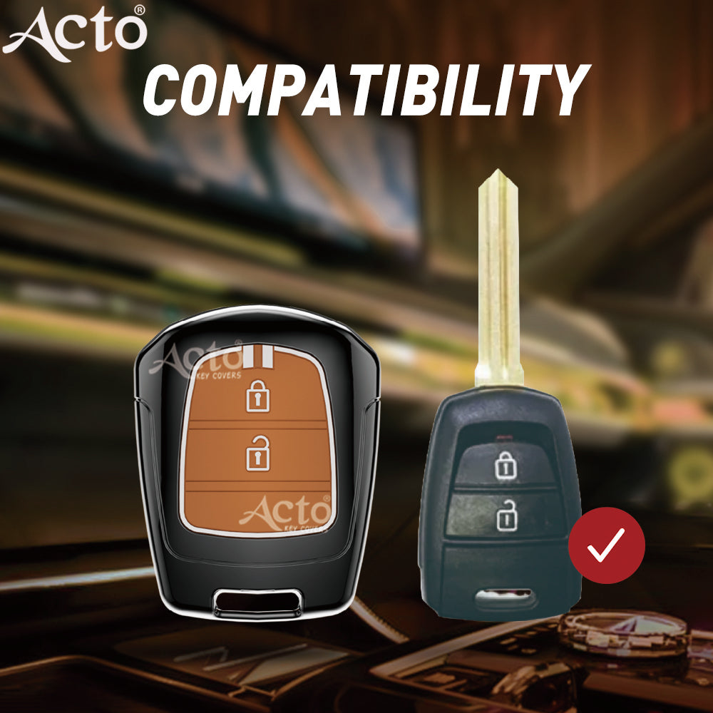 Acto Metal Sapphire Key Cover and Key chain Compatible with Hyudai I-10 Grand, Santro Pack of 1 Set (Glow in the Night)