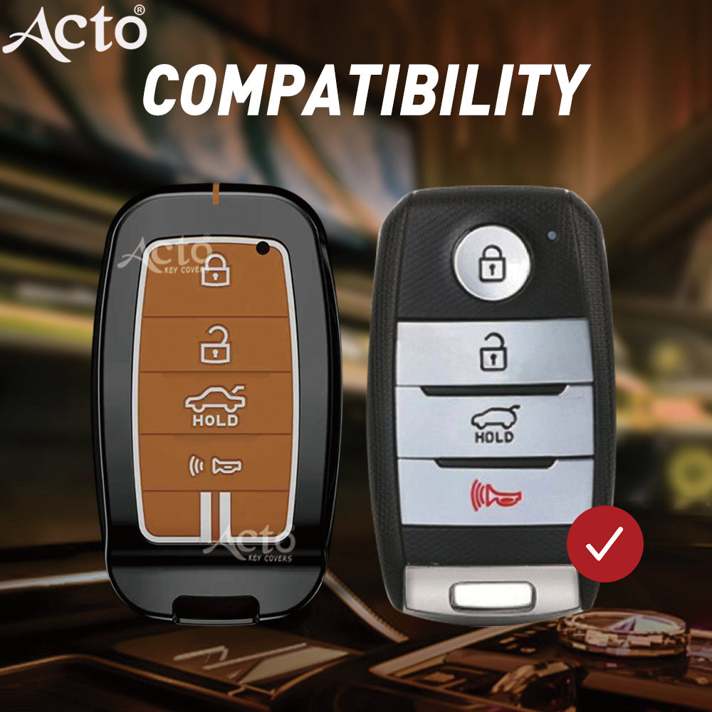 Acto Metal Sapphire Key Cover and Key chain Compatible with KIA Seltos & Sonet Pack of 1 Set (Glow in the Night)