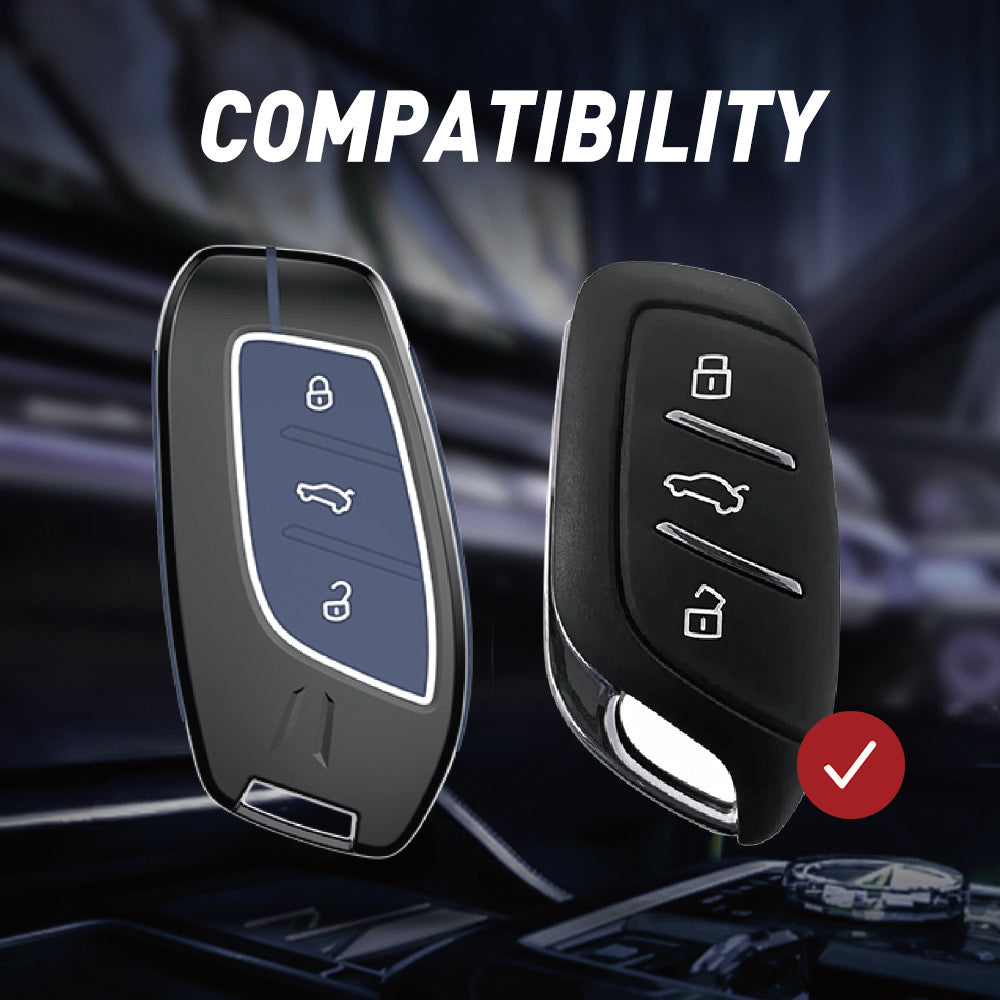 Acto Metal Sapphire Key Cover and Key chain Compatible with MG Astor I Hector I Comet EV I Hector plus I Gloster I ZS EV I ZS Pack of 1 Set (Glow in the Night)