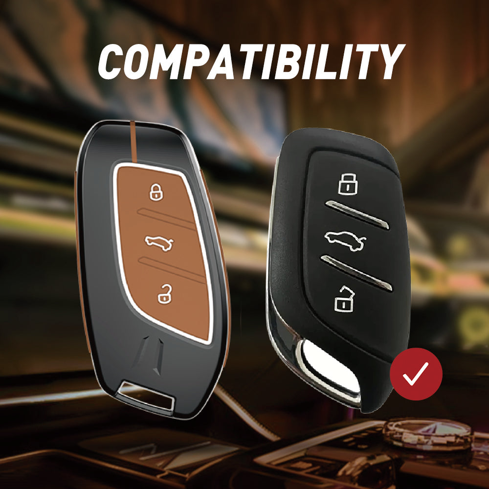Acto Metal Sapphire Key Cover and Key chain Compatible with MG Astor I Hector I Comet EV I Hector plus I Gloster I ZS EV I ZS Pack of 1 Set (Glow in the Night)