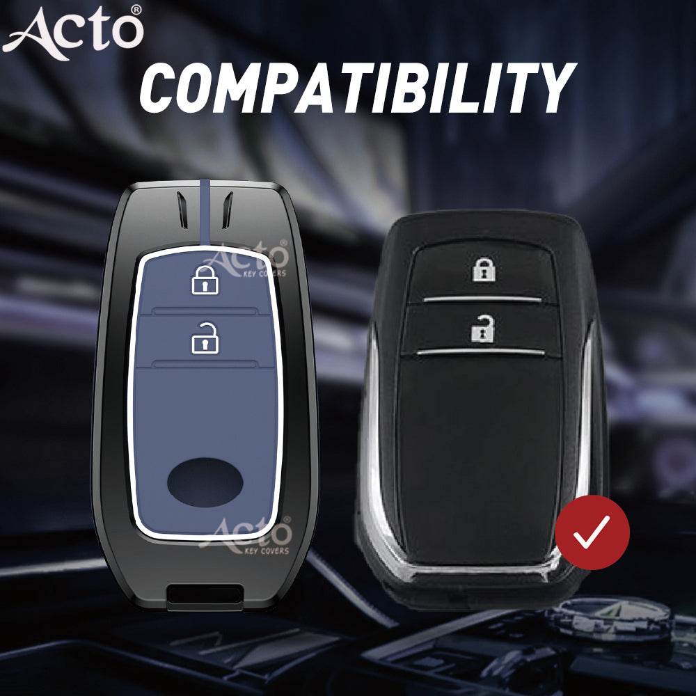Acto Metal Sapphire Key Cover and Key chain Compatible with Toyota Crysta, Fortuner Pack of 1 Set (Glow in the Night)