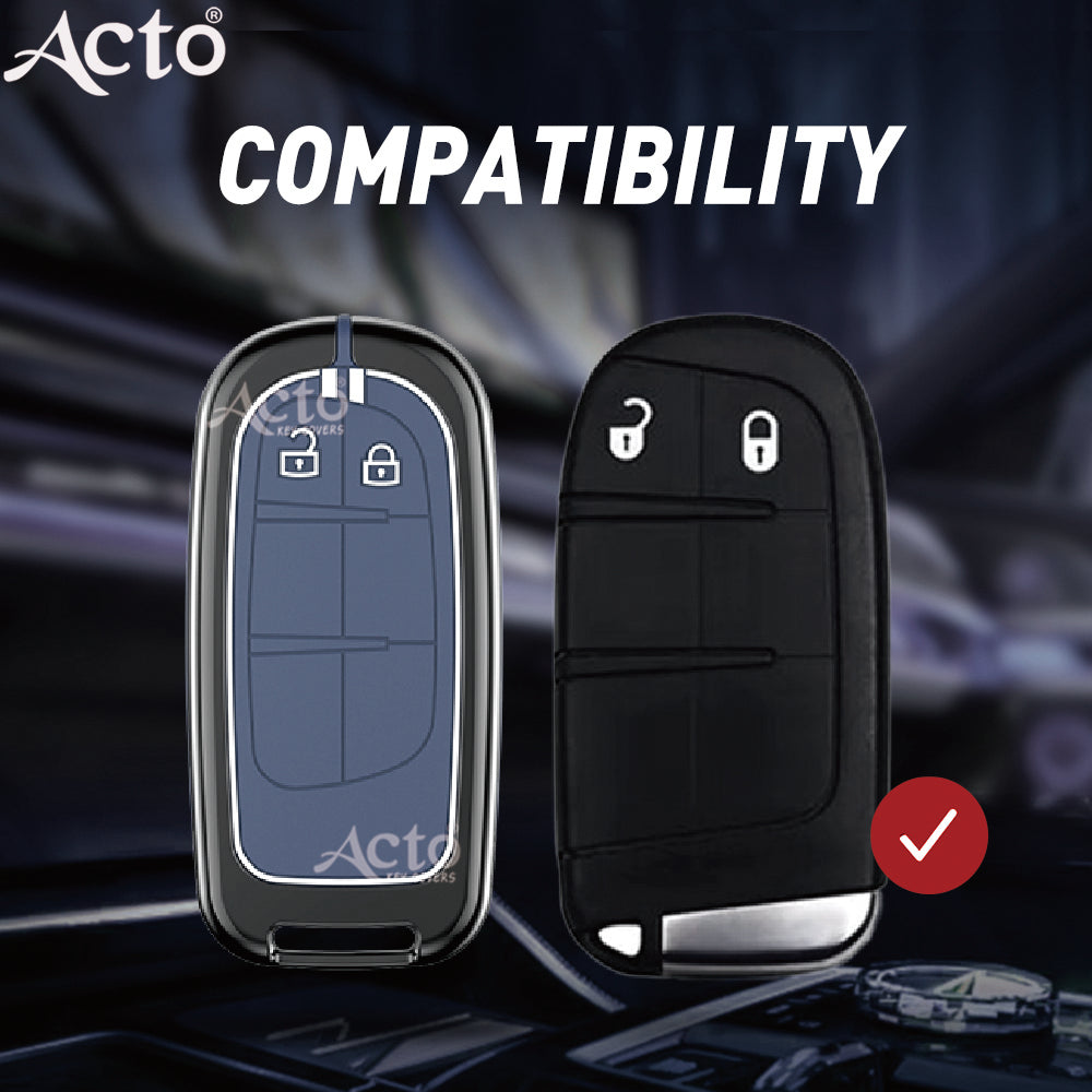 Acto Metal Sapphire Key Cover and Key chain Jeep Compass & Compass Trailhawk Compatible with  Pack of 1 Set (Glow in the Night)
