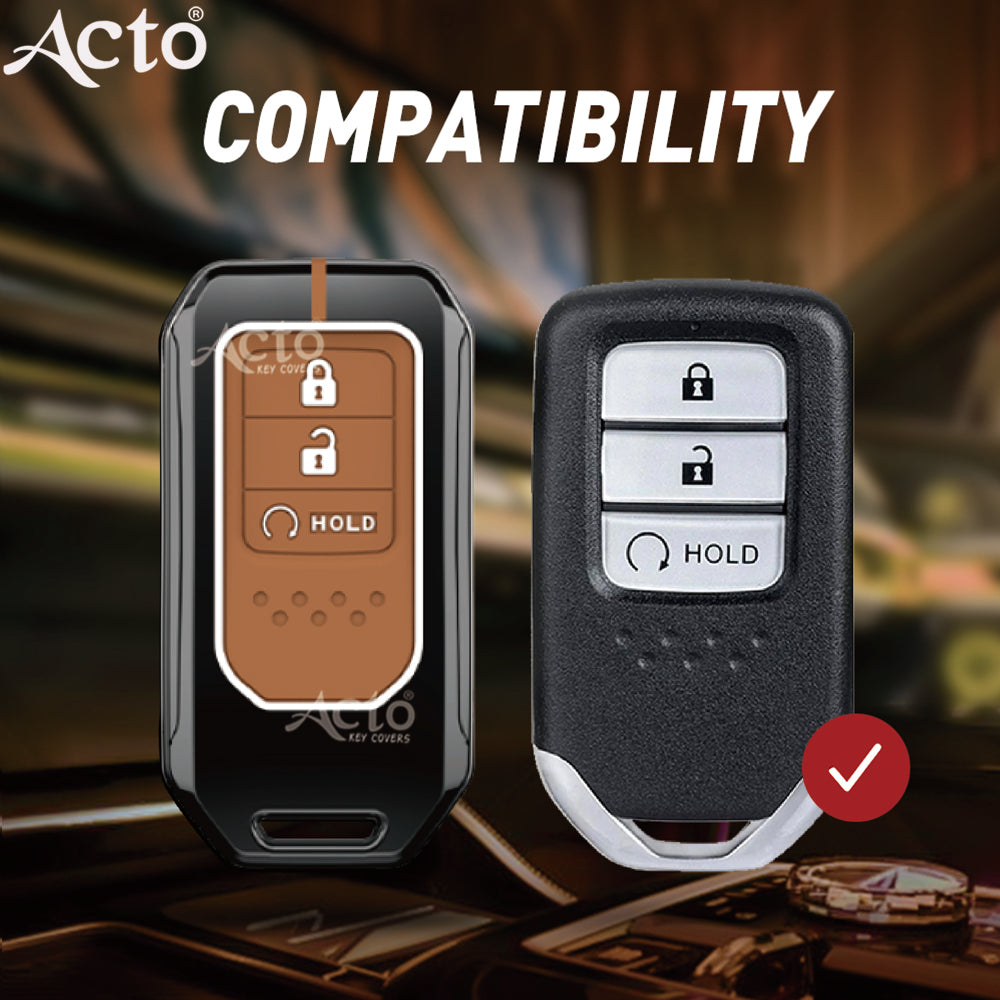 Acto Metal Sapphire Key Cover & Key Chain Compatible with Honda Accord, Civic, WR-V, CR-V, BR-V, City & Jazz | Premium Metal Key Case | Glow in the Night | 360° Protection | Pack of 1 Set