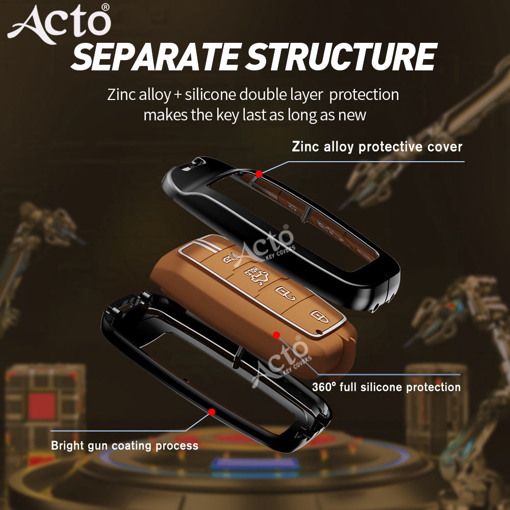 Acto Metal Sapphire Key Cover and Key chain Compatible with KIA Seltos & Sonet Pack of 1 Set (Glow in the Night)