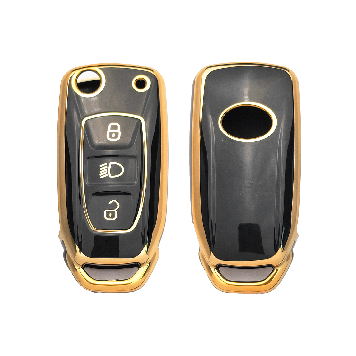 Acto TPU Gold Series Car Key Cover With TPU Gold Key Chain For TATA Nexon