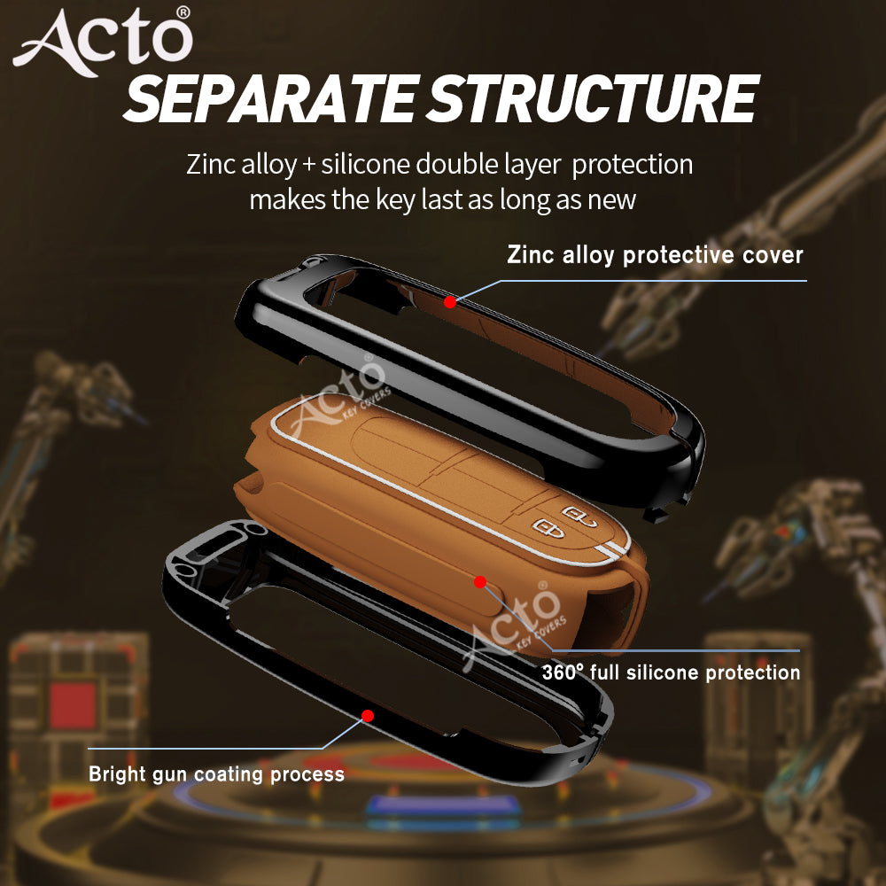 Acto Metal Sapphire Key Cover and Key chain Jeep Compass & Compass Trailhawk Compatible with  Pack of 1 Set (Glow in the Night)