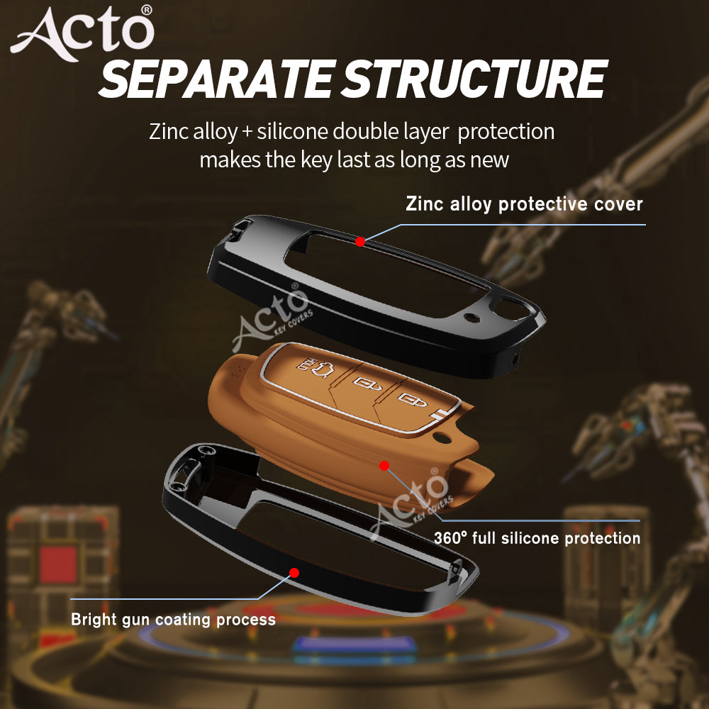 Acto Metal Sapphire Key Cover and Key chain Compatible with Hyudai  Aura I I10 Grand Nios I i20  (2021) I Creta I i20 Active I I-20 Elite I Xcent 2019+ Pack of 1 Set (Glow in the Night)