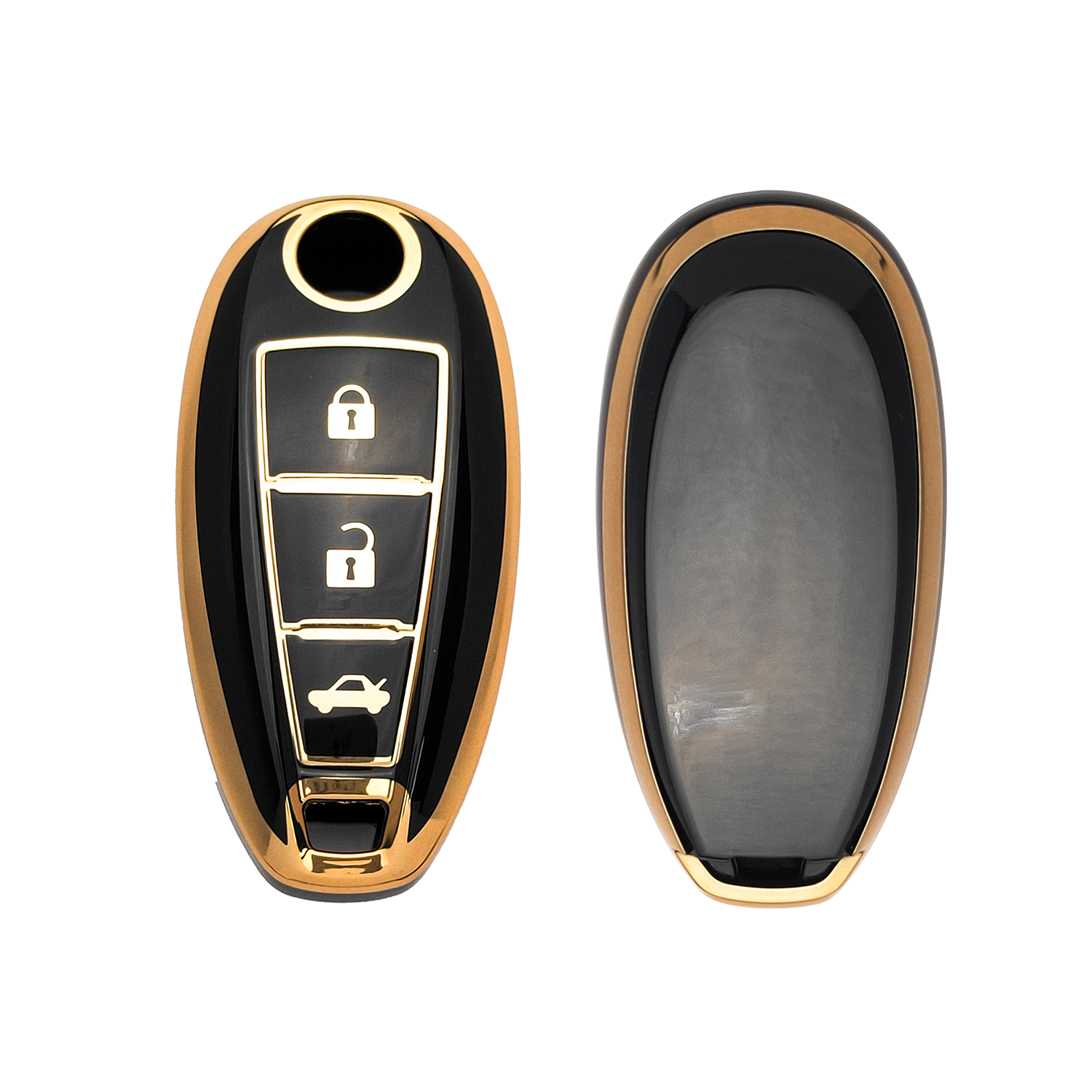 Acto TPU Gold Series Car Key Cover With Diamond Key Ring For Suzuki Ignis