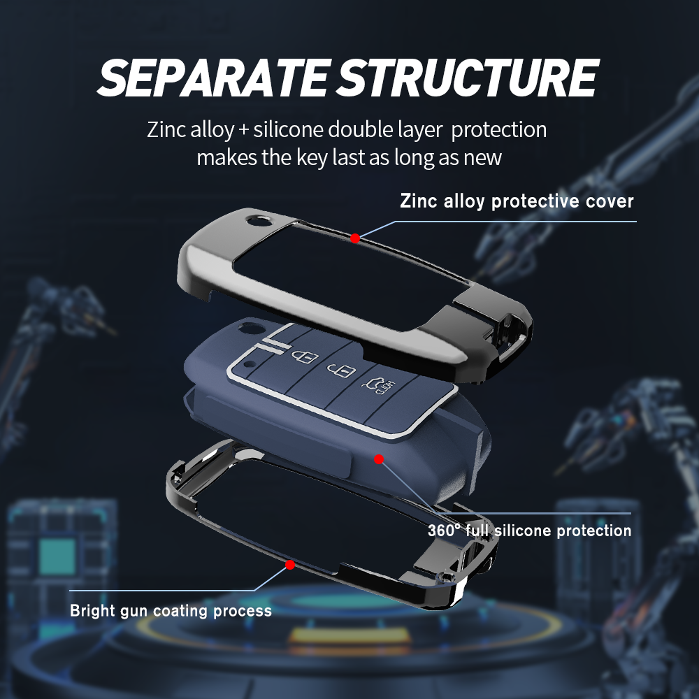 Acto Metal Sapphire Key Cover and Key chain Compatible with KIA Seltos, Carens Pack of 1 Set (Glow in the Night)