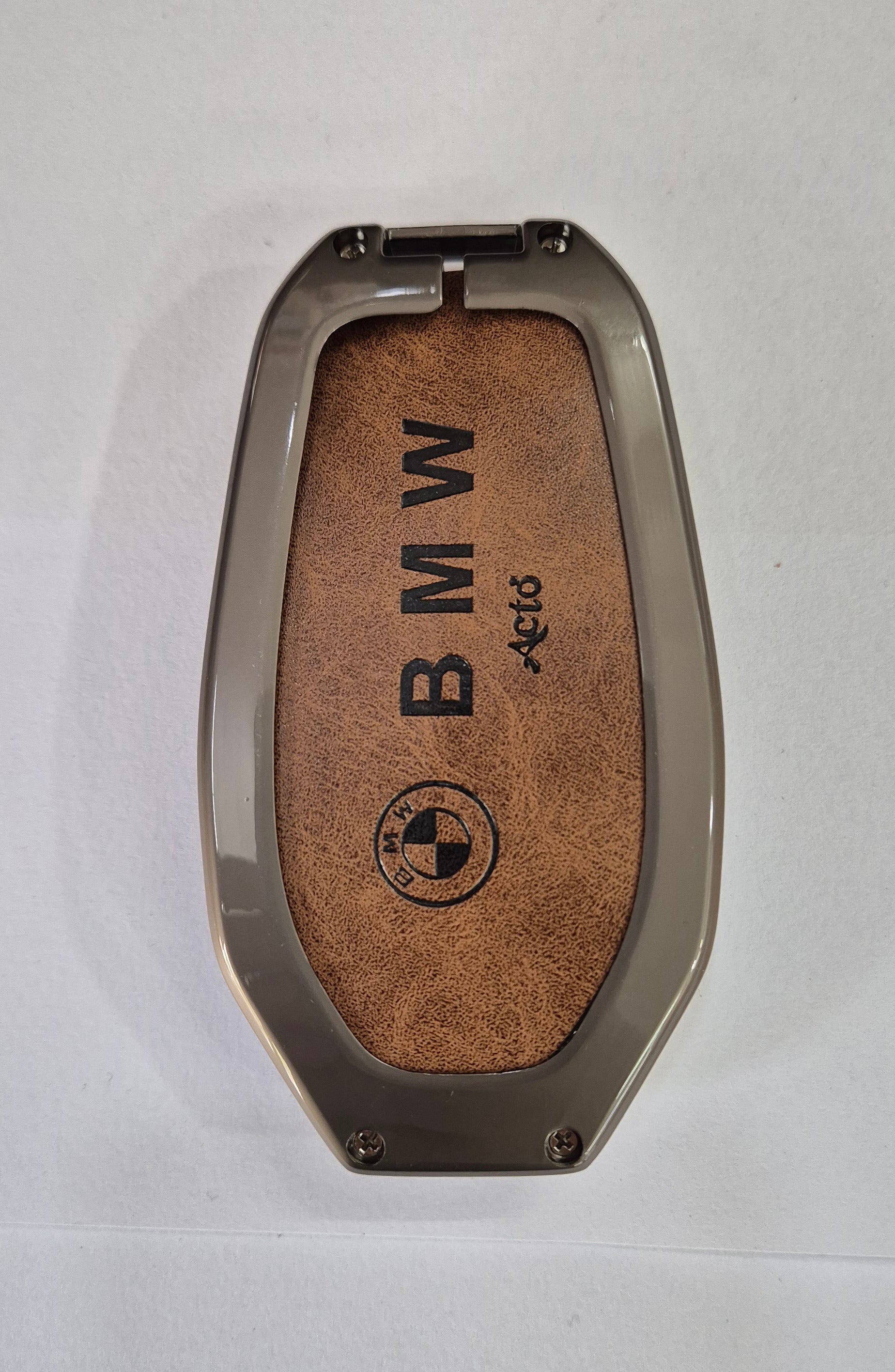 ACTO Metal Leather Car key cover with key chain Compatible With BMW
