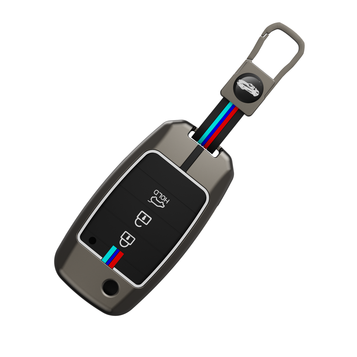 Acto Metal Sapphire Key Cover and Key chain Compatible with KIA Seltos, Carens Pack of 1 Set (Glow in the Night)