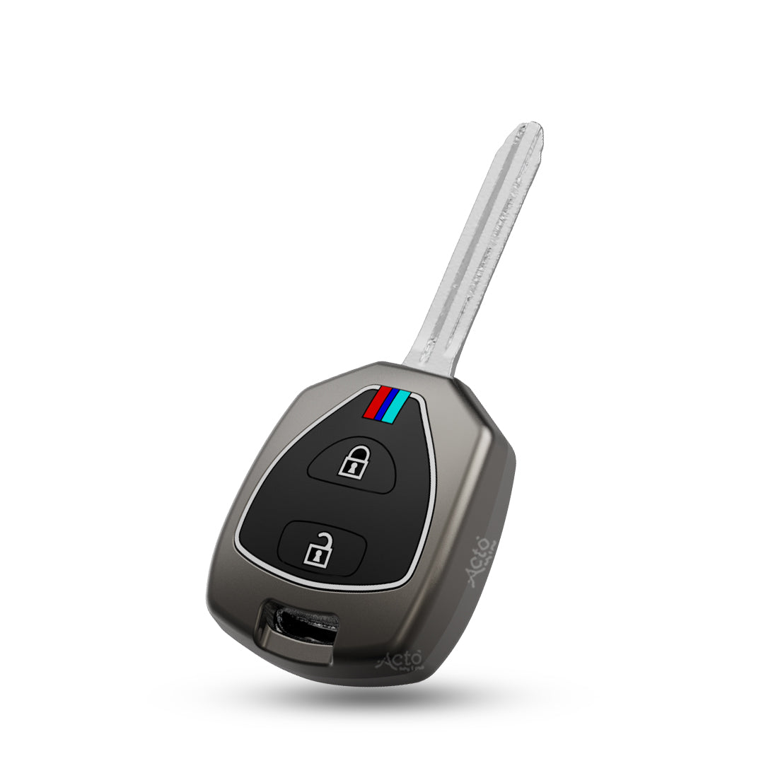 Acto Metal Sapphire Key Cover and Key chain Compatible with Toyota Camry, Corolla, Fortuner, Innova Pack of 1 Set (Glow in the Night)