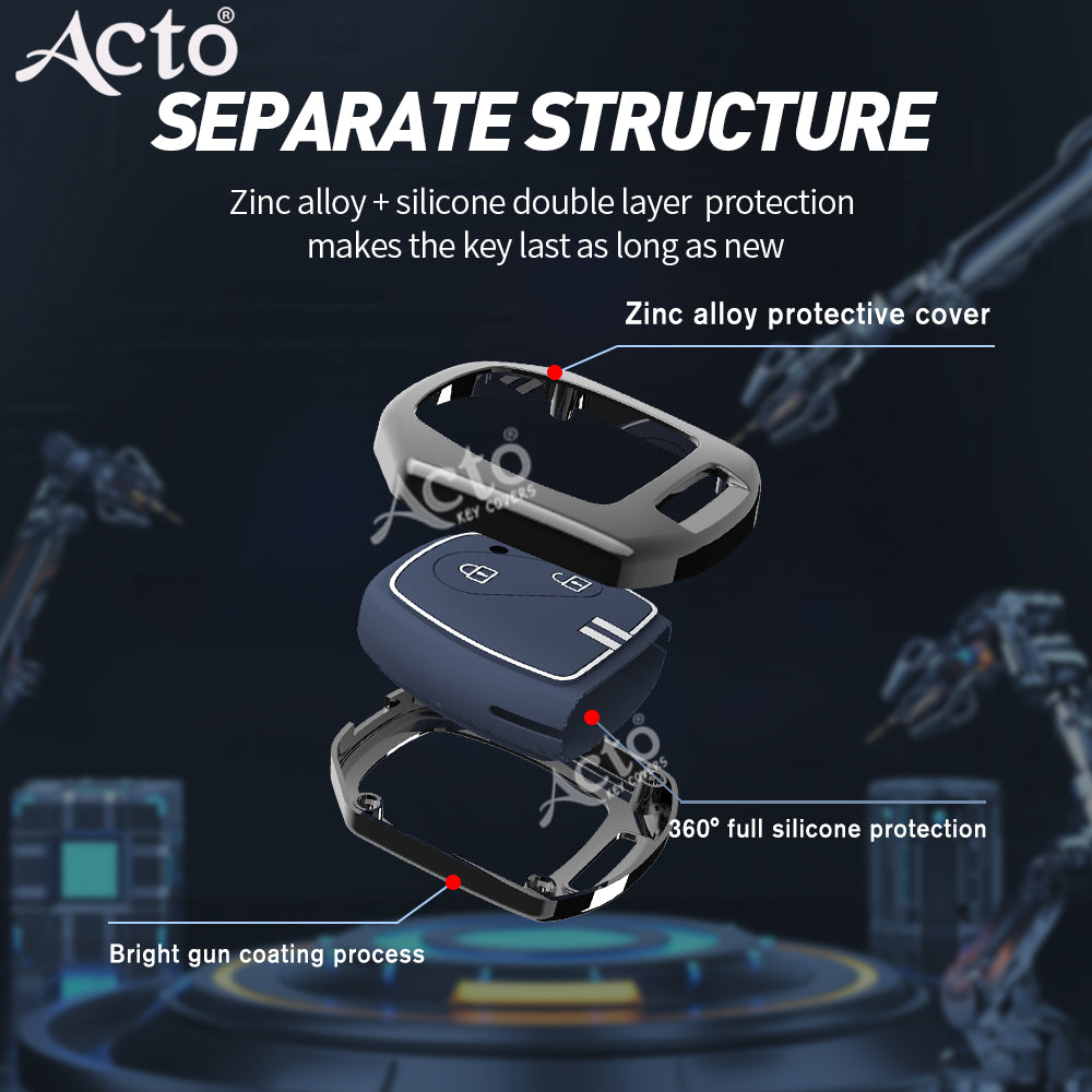 Acto Metal Sapphire Key Cover and Key chain Compatible with Honda CR-V Pack of 1 Set (Glow in the Night)
