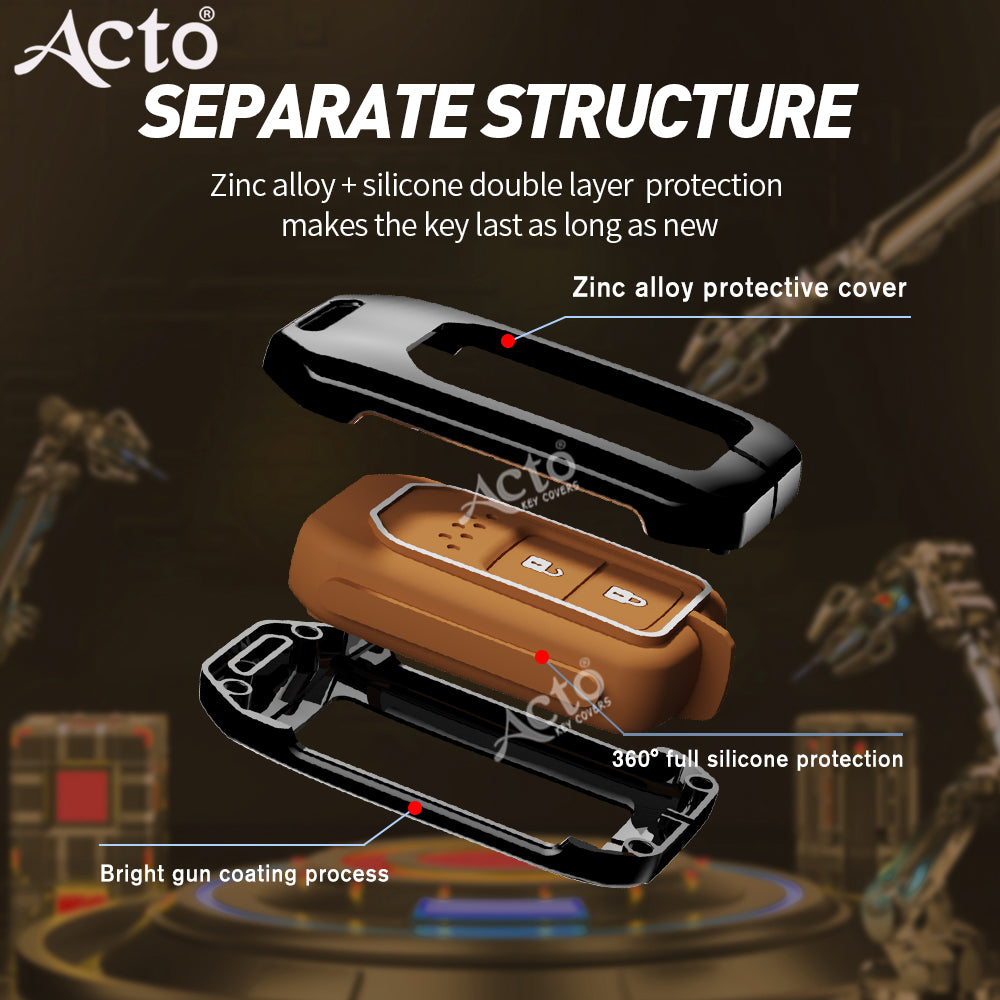 Acto Metal Sapphire Key Cover and Key chain Compatible with Honda BR-V Pack of 1 Set (Glow in the Night)