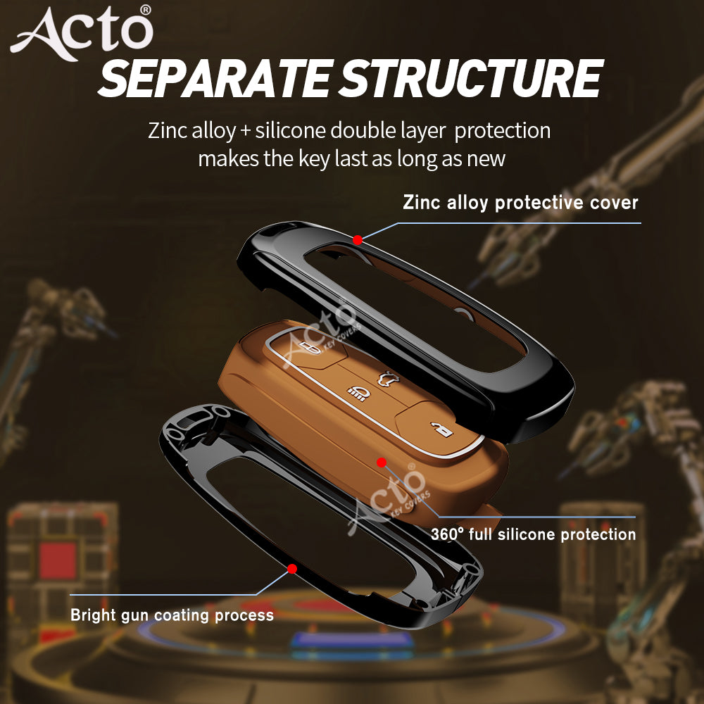 Acto Metal Sapphire Key Cover and Key chain Compatible with Tata Altroz I Harrier I Nexon Pack of 1 Set (Glow in the Night)