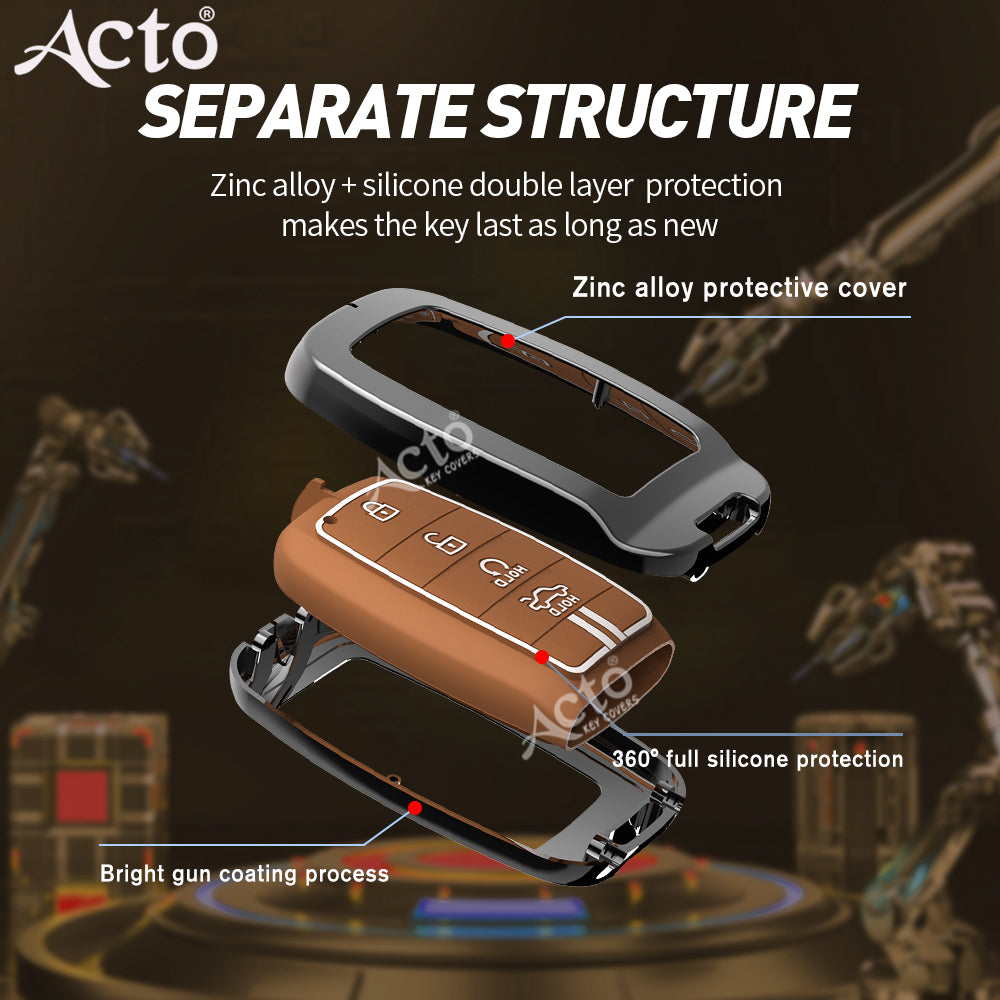 Acto Metal Sapphire Key Cover and Key chain Compatible with KIA Seltos & Sonet Pack of 1 Set (Glow in the Night)