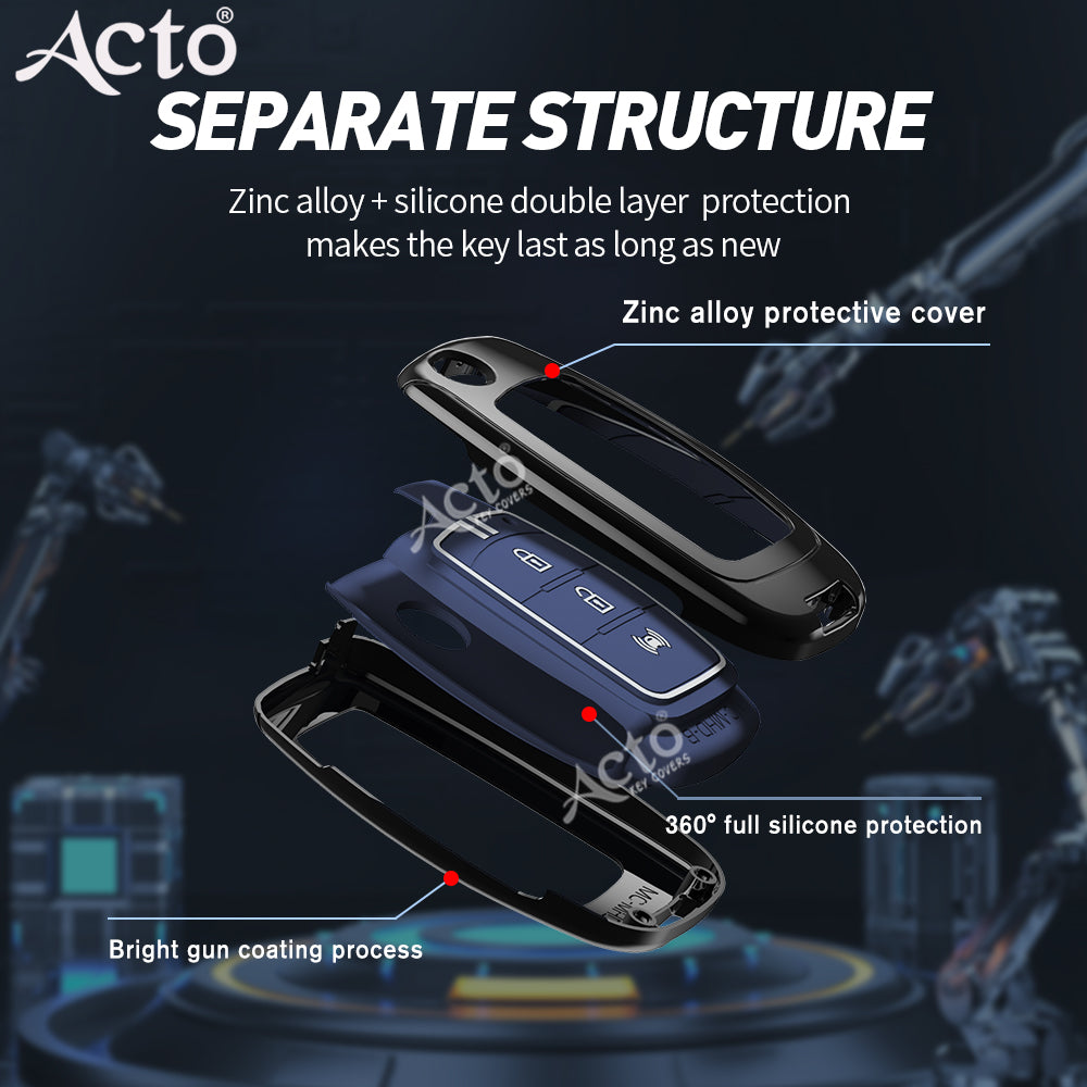 Acto Metal Sapphire Key Cover and Key Chain Compatible with Mahindra Xuv300 Pack of 1 Set (Glow in the Night)