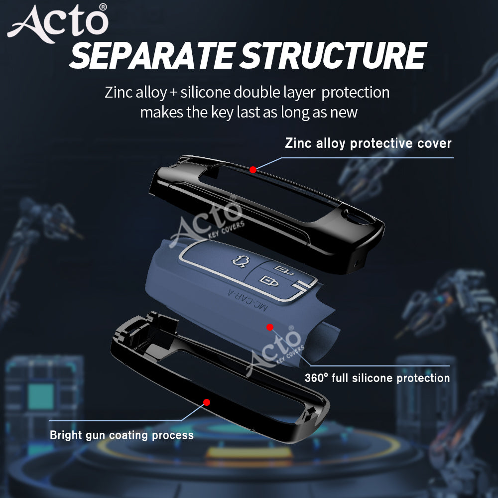 Acto Metal Sapphire Key Cover and Key chain Compatible with Chevrolet Cruze Pack of 1 Set (Glow in the Night)