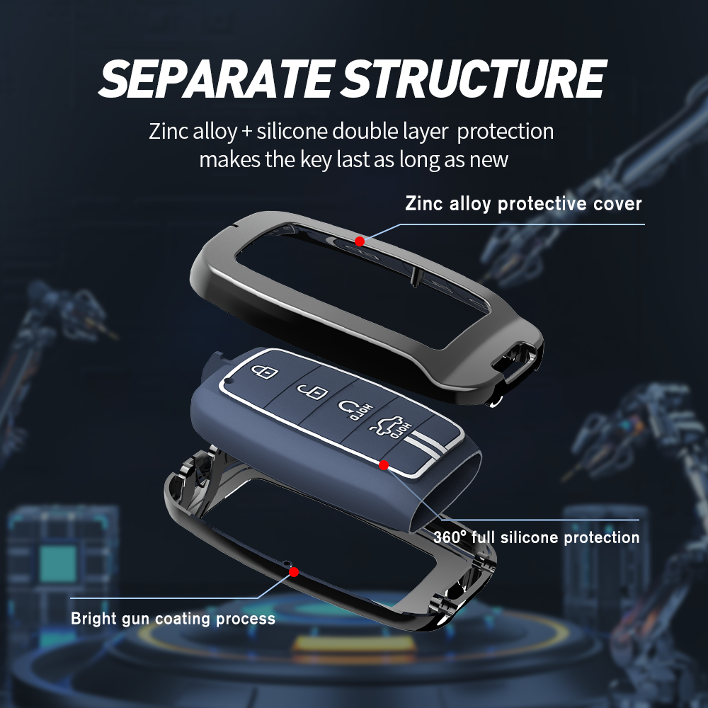 Acto Metal Sapphire Key Cover and Key chain Compatible with KIA Seltos Pack of 1 Set (Glow in the Night)