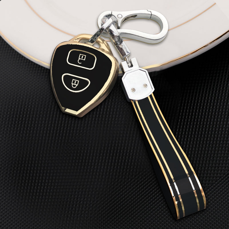 Acto TPU Gold Series Car Key Cover With TPU Gold Key Chain For Toyota Corolla