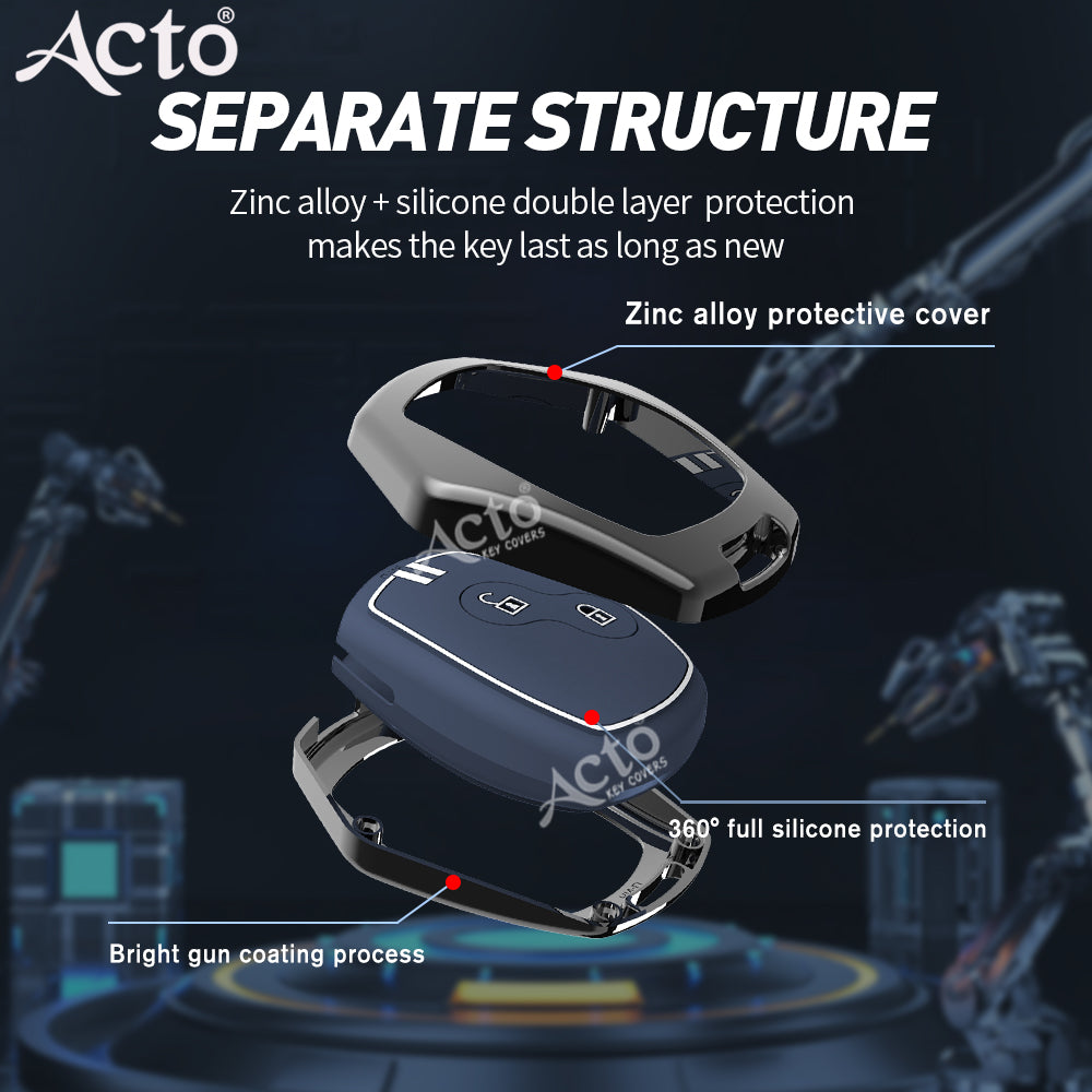 Acto Metal Sapphire Key Cover and Key chain Renault Duster, Lodgy, Logan & Verito Compatible with  Pack of 1 Set (Glow in the Night)