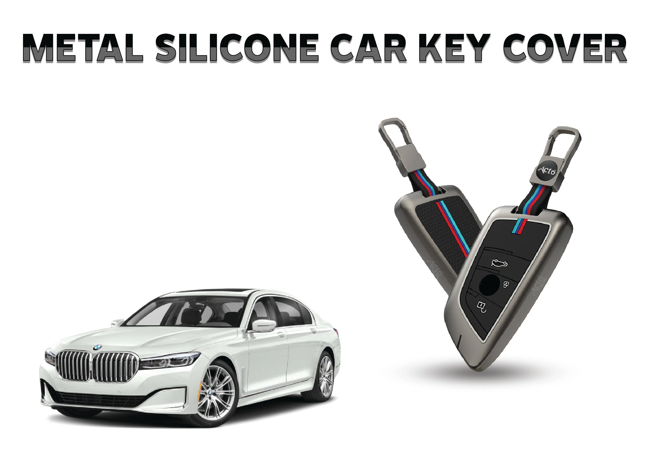 Acto Car Key Cover Metal Silicone Compatible with BMW GT Series